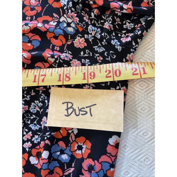 Westport 1962 Red White Blue Floral V-Neck Dress Ribbon Keyhole Flutter Sleeves - Picture 10 of 15